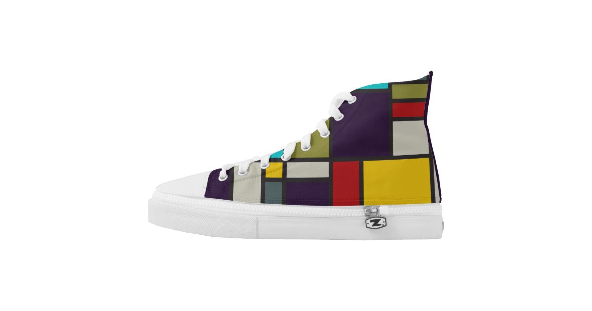 Mondrian inspired 'composition in shoe' art High-Top sneakers | Zazzle
