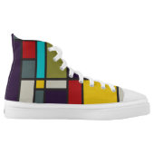 Mondrian inspired 'composition in shoe' art High-Top sneakers (Left Shoe Inside)