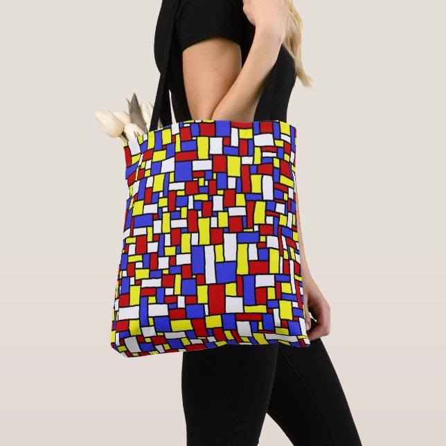 Mondrian Inspired Doodle Tote Bag (Close Up)