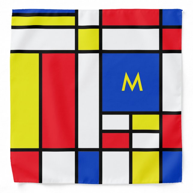 Mondrian Inspired Geometrical Design Abstract Art Bandana (Front)