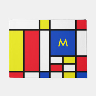 Mondrian Inspired Geometrical Design Abstract Art Doormat