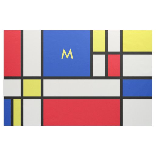 Mondrian Inspired Geometrical Design Abstract Art Fabric