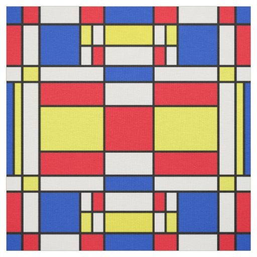Mondrian Inspired Geometrical Design Abstract Art Fabric