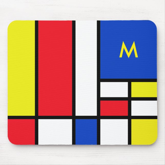 Mondrian Inspired Geometrical Design Abstract Art Mouse Pad (Front)