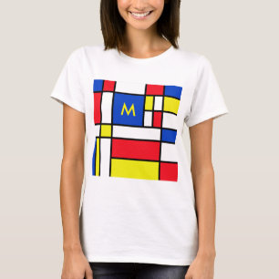 Mondrian Inspired Geometrical Design Abstract Art T-Shirt