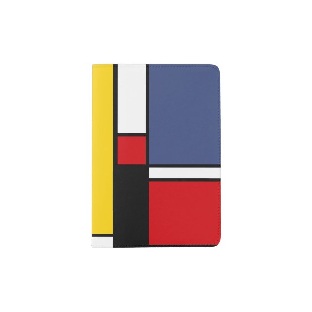 Mondrian Inspired Modern Geometric Style Art Passport Holder (Front)
