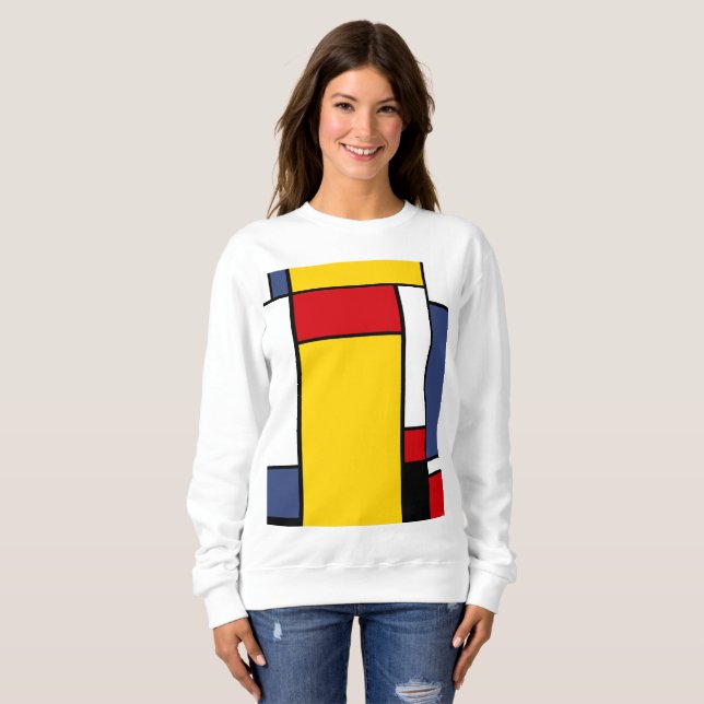 Mondrian Inspired Modern Geometric Style Art. Sweatshirt (Front Full)