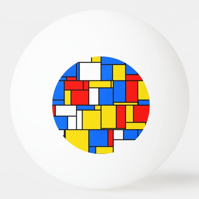 Mondrian Inspired Style Red Blue Yellow Pattern Ping-Pong Ball (Front)