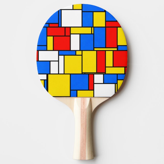 Mondrian Inspired Style Red Blue Yellow Pattern Ping Pong Paddle (Front)