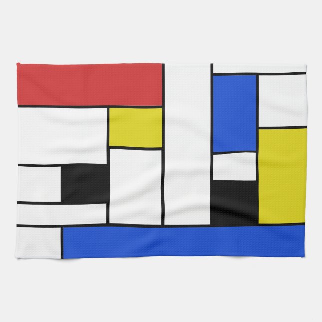 Mondrian Lines Kitchen Towel 16" x 24" (Horizontal)