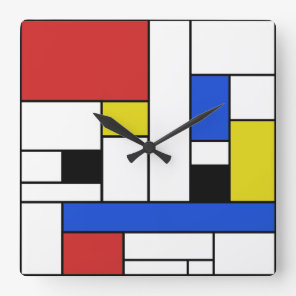 Mondrian Lines Square Wall Clock