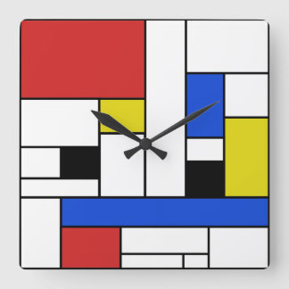Mondrian Lines Square Wall Clock