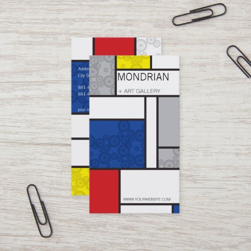 Mondrian Minimalist De Stijl Art Retro Circles Business Cards