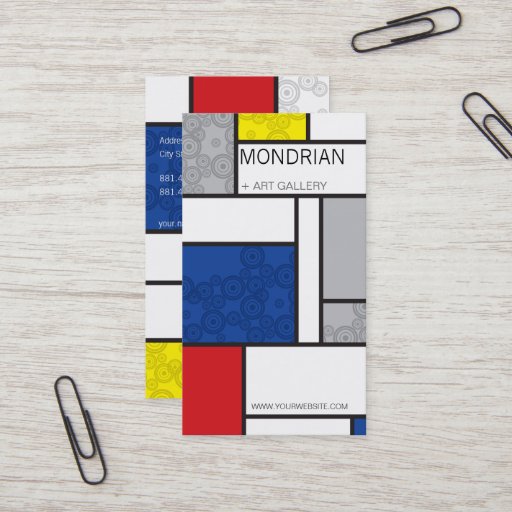 Customizable Mondrian Minimalist De Stijl Art Retro Circles Business Cards