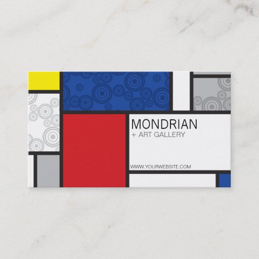 Customizable Mondrian Minimalist De Stijl Art Retro Circles Business Card