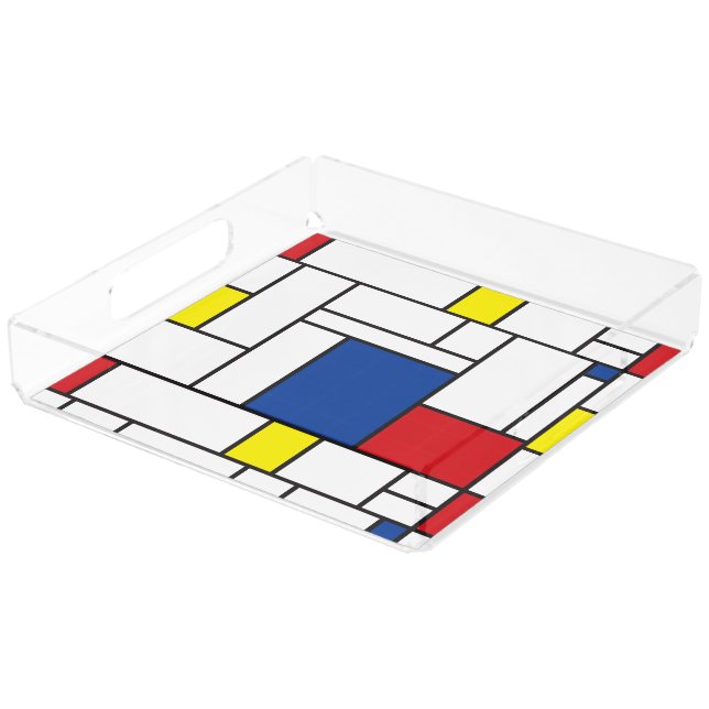 Mondrian Minimalist Geometric De Stijl Modern Art Acrylic Tray (Angled)