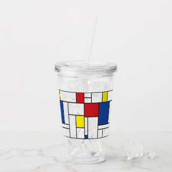 Mondrian Minimalist Geometric De Stijl Modern Art Acrylic Tumbler by fat_fa_tin at Zazzle