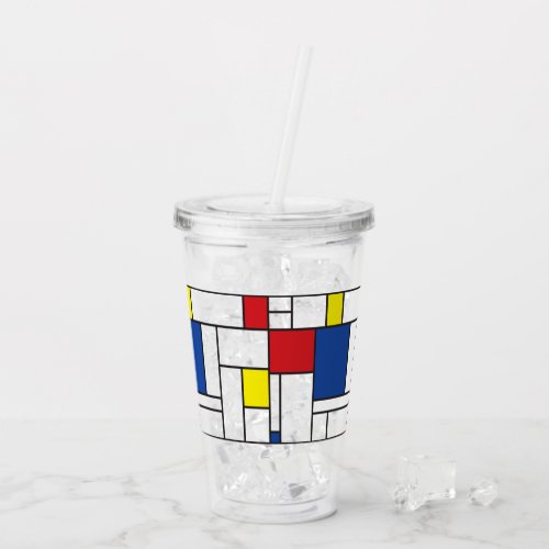 Mondrian Minimalist Geometric De Stijl Modern Art Acrylic Tumbler