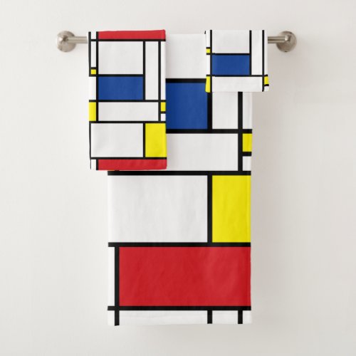 Mondrian Minimalist Geometric De Stijl Modern Art Bath Towel Set