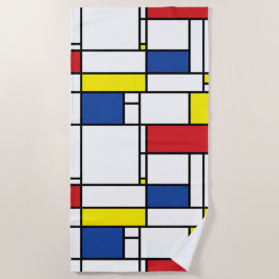 Mondrian Minimalist Geometric De Stijl Modern Art Beach Towel