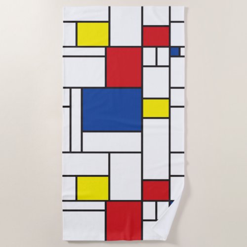 Mondrian Minimalist Geometric De Stijl Modern Art Beach Towel