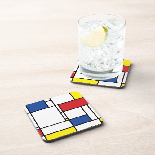 Mondrian Minimalist Geometric De Stijl Modern Art Beverage Coaster