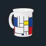 Mondrian Minimalist Geometric De Stijl Modern Art Beverage Pitcher<br><div class="desc">Mondrian Minimalist De Stijl Modern Art in Red, Blue, Yellow and White Color Blocks Design. This simple design features modern geometric shapes and graphic color blocks in bold black lines, white and bright primary colors. It is inspired by Piet Mondrian's abstract works and the De Stijl & Neo Plasticism movement....</div>
