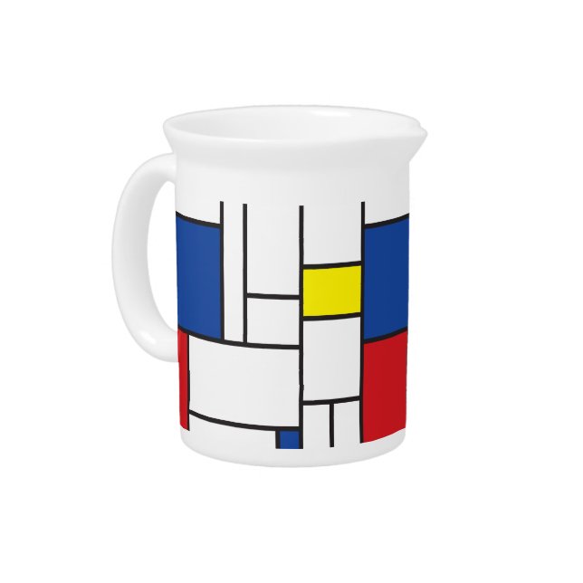 Mondrian Minimalist Geometric De Stijl Modern Art Beverage Pitcher (Left)