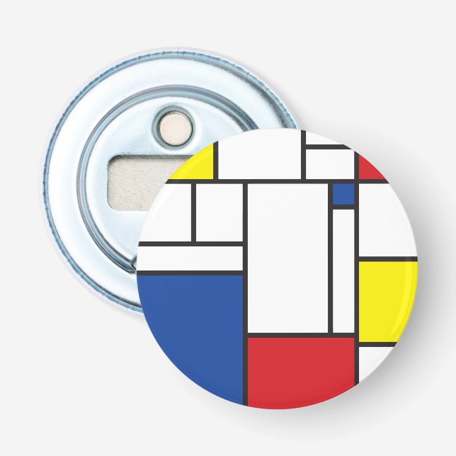 Mondrian Minimalist Geometric De Stijl Modern Art Bottle Opener (Front)