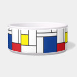Mondrian Minimalist Geometric De Stijl Modern Art Bowl<br><div class="desc">Mondrian Minimalist De Stijl Modern Art in Red, Blue, Yellow and White Color Blocks Design. This simple design features modern geometric shapes and graphic color blocks in bold black lines, white and bright primary colors. It is inspired by Piet Mondrian's abstract works and the De Stijl & Neo Plasticism movement....</div>
