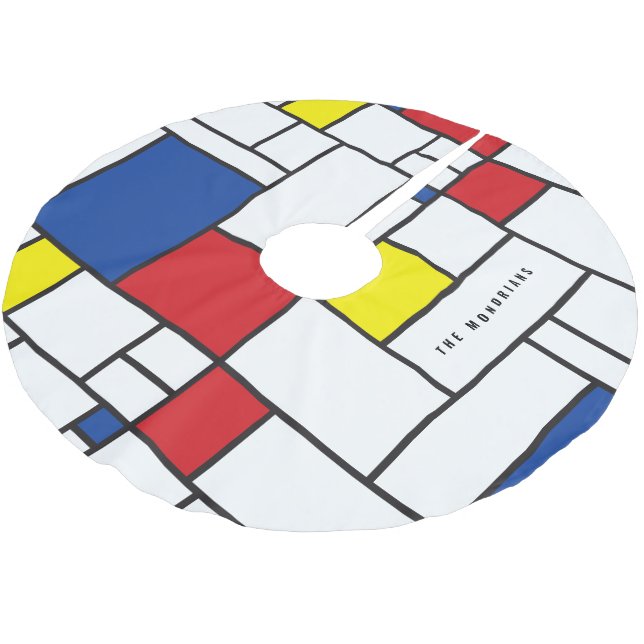 Mondrian Minimalist Geometric De Stijl Modern Art Brushed Polyester Tree Skirt (Angled)