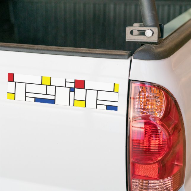 Mondrian Minimalist Geometric De Stijl Modern Art Bumper Sticker (On Truck)