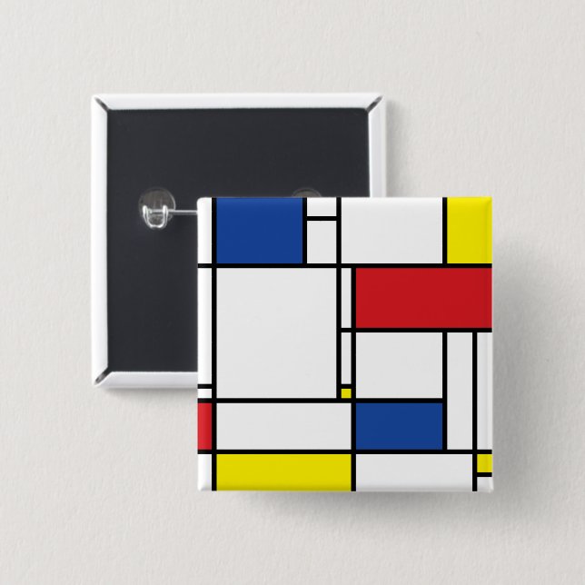Mondrian Minimalist Geometric De Stijl Modern Art Button (Front & Back)