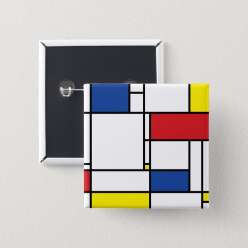 Mondrian Minimalist Geometric De Stijl Modern Art Button