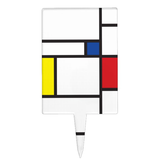 Mondrian Minimalist Geometric De Stijl Modern Art Cake Topper (Front)