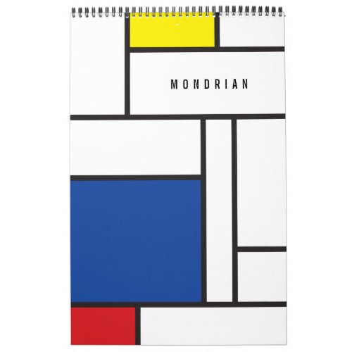 Mondrian Minimalist Geometric De Stijl Modern Art Calendar