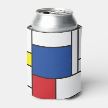 Mondrian Minimalist Geometric De Stijl Modern Art Can Cooler by fat_fa_tin at Zazzle
