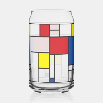 Mondrian Minimalist Geometric De Stijl Modern Art Can Glass by fat_fa_tin at Zazzle