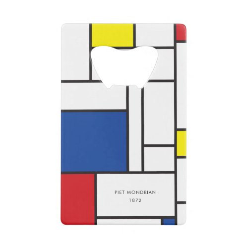 Mondrian Minimalist Geometric De Stijl Modern Art Credit Card Bottle Opener