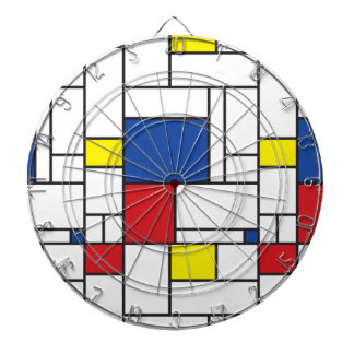 Mondrian Minimalist Geometric De Stijl Modern Art Dartboard With Darts
