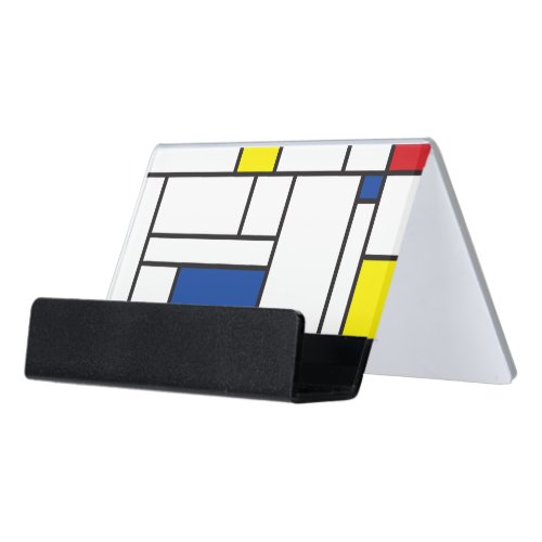 Mondrian Minimalist Geometric De Stijl Modern Art Desk Business Card Holder