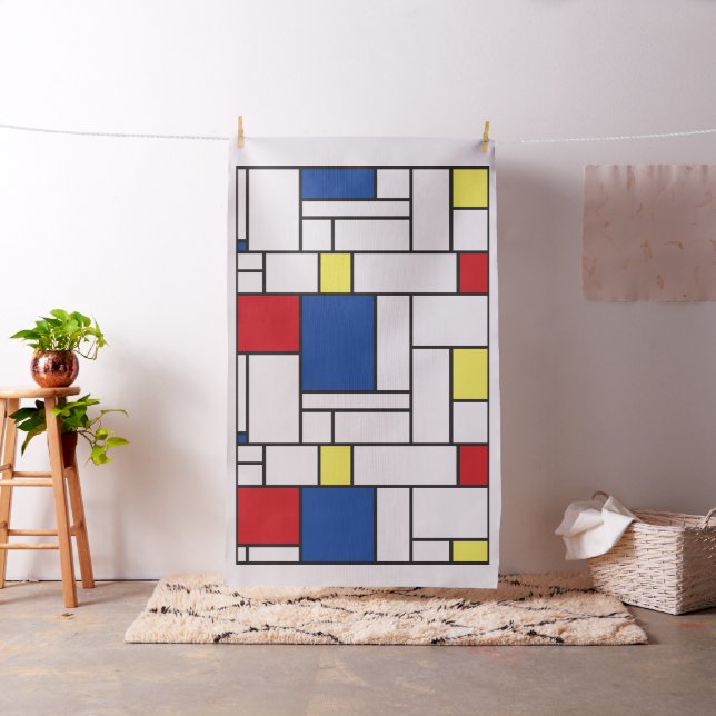 Mondrian Minimalist Geometric De Stijl Modern Art Fabric (In Situ)