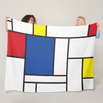 Mondrian Minimalist Geometric De Stijl Modern Art Fleece Blanket by fat_fa_tin at Zazzle