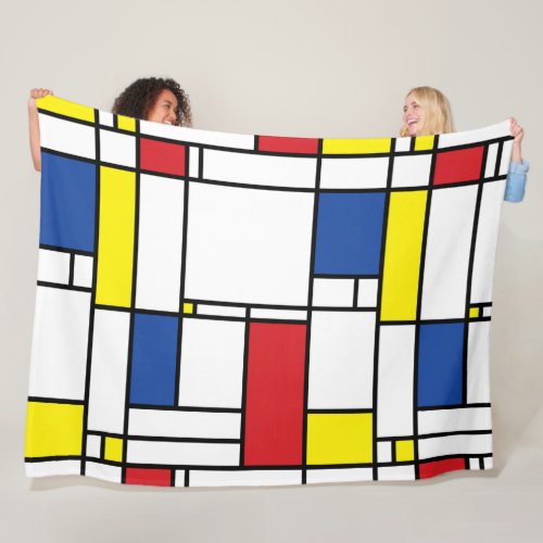 Mondrian Minimalist Geometric De Stijl Modern Art Fleece Blanket