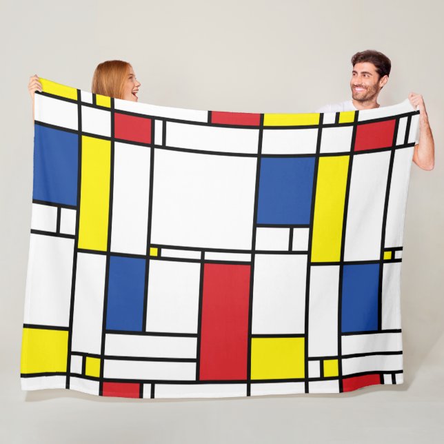 Mondrian Minimalist Geometric De Stijl Modern Art Fleece Blanket (In Situ)