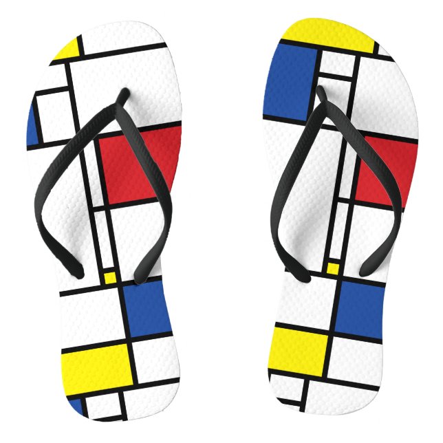 Mondrian Minimalist Geometric De Stijl Modern Art Flip Flops (Footbed)
