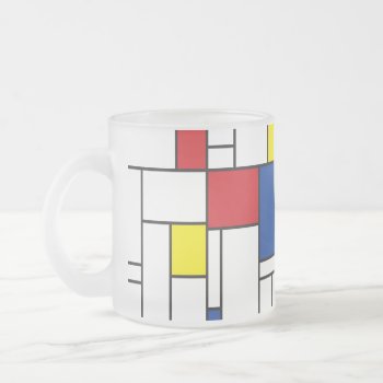 Mondrian Minimalist Geometric De Stijl Modern Art Frosted Glass Coffee Mug by fat_fa_tin at Zazzle