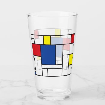 Mondrian Minimalist Geometric De Stijl Modern Art Glass by fat_fa_tin at Zazzle