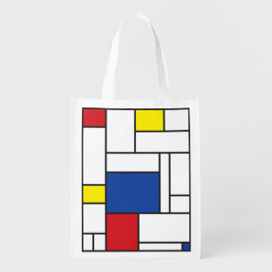 Mondrian Minimalist Geometric De Stijl Modern Art Grocery Bag