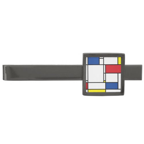 Mondrian Minimalist Geometric De Stijl Modern Art Gunmetal Finish Tie Bar